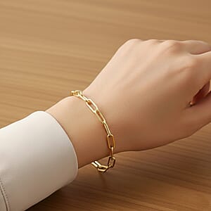 Doorbuster Italian Paper Clip Chain Bracelet in 14K Yellow Gold Over Sterling Silver (7.00 In) 5.50 Grams