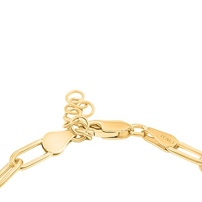 Italian Paper Clip Chain Bracelet in 14K Yellow Gold Over Sterling Silver (7.00 In) 5.50 Grams