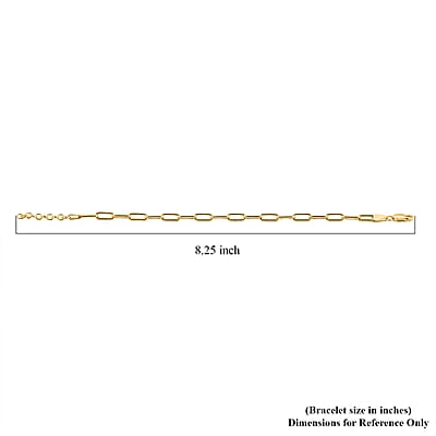 Italian Paper Clip Chain Bracelet in 14K Yellow Gold Over Sterling Silver (7.00 In) 5.50 Grams