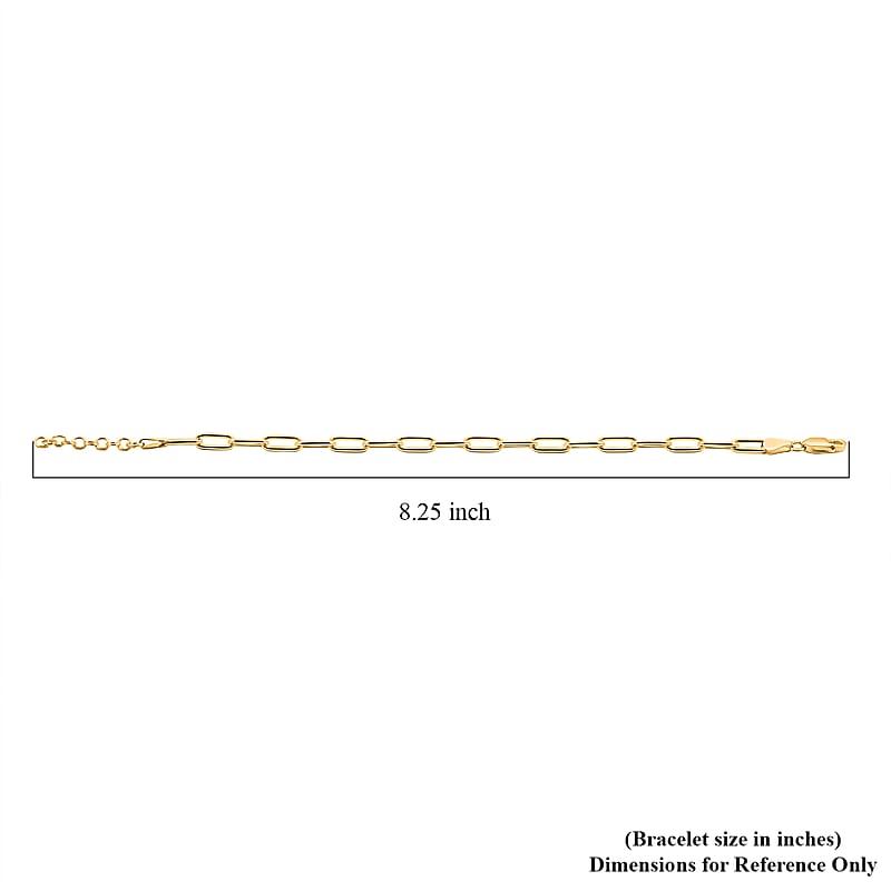 Italian Paper Clip Chain Bracelet in 14K Yellow Gold Over Sterling Silver (7.00 In) 5.50 Grams