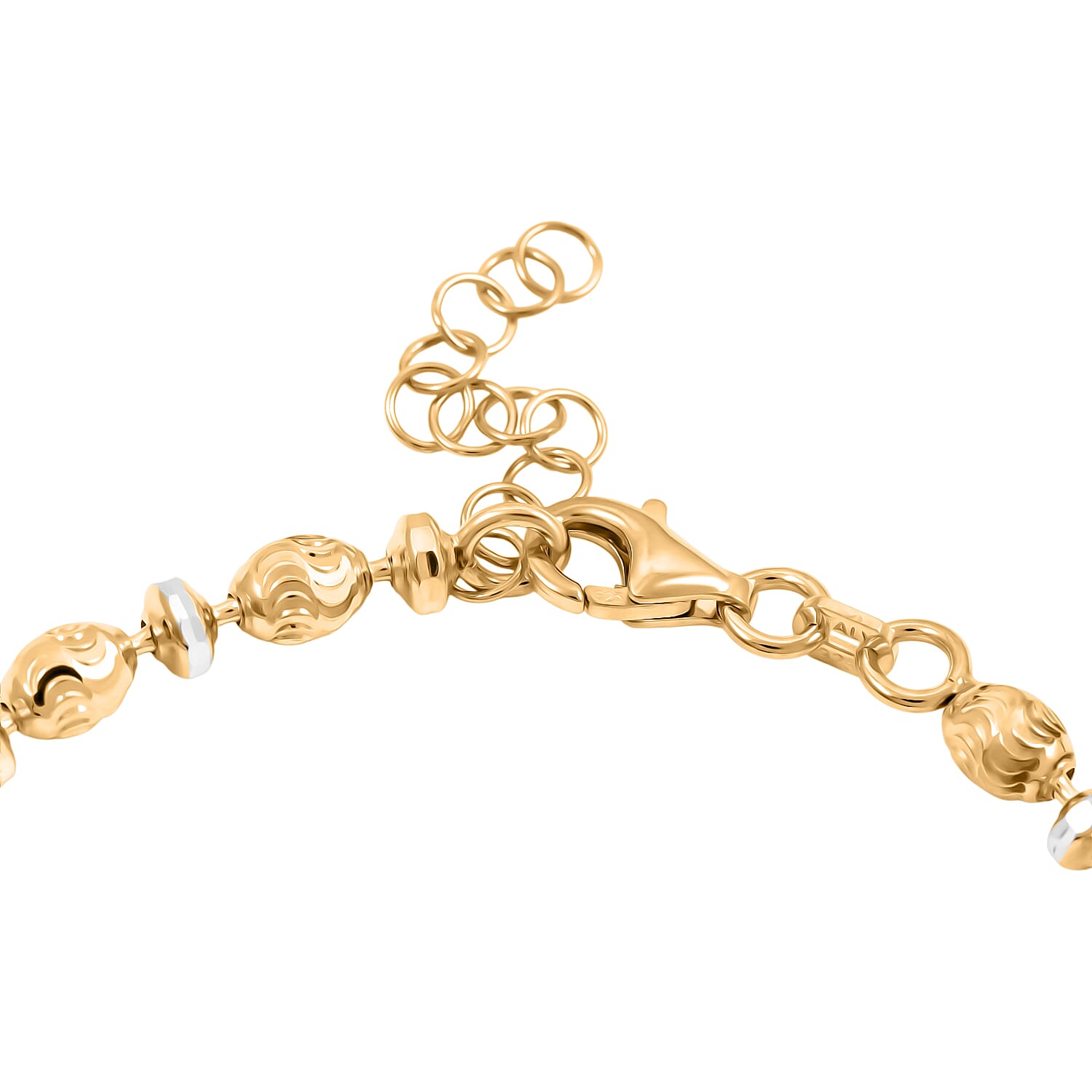 Italian Moon-cut Beaded Chain Bracelet in 14K YG Over and Sterling Silver (7.00 In) 5.47 Grams