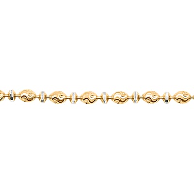 Italian Moon-cut Beaded Chain Bracelet in 14K YG Over and Sterling Silver (7.00 In) 5.47 Grams