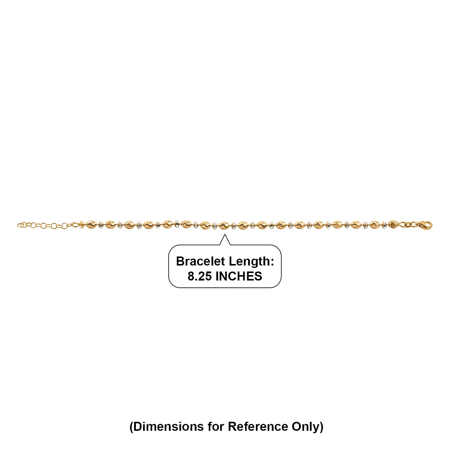 Italian Moon-cut Beaded Chain Bracelet in 14K YG Over and Sterling Silver (7.00 In) 5.47 Grams