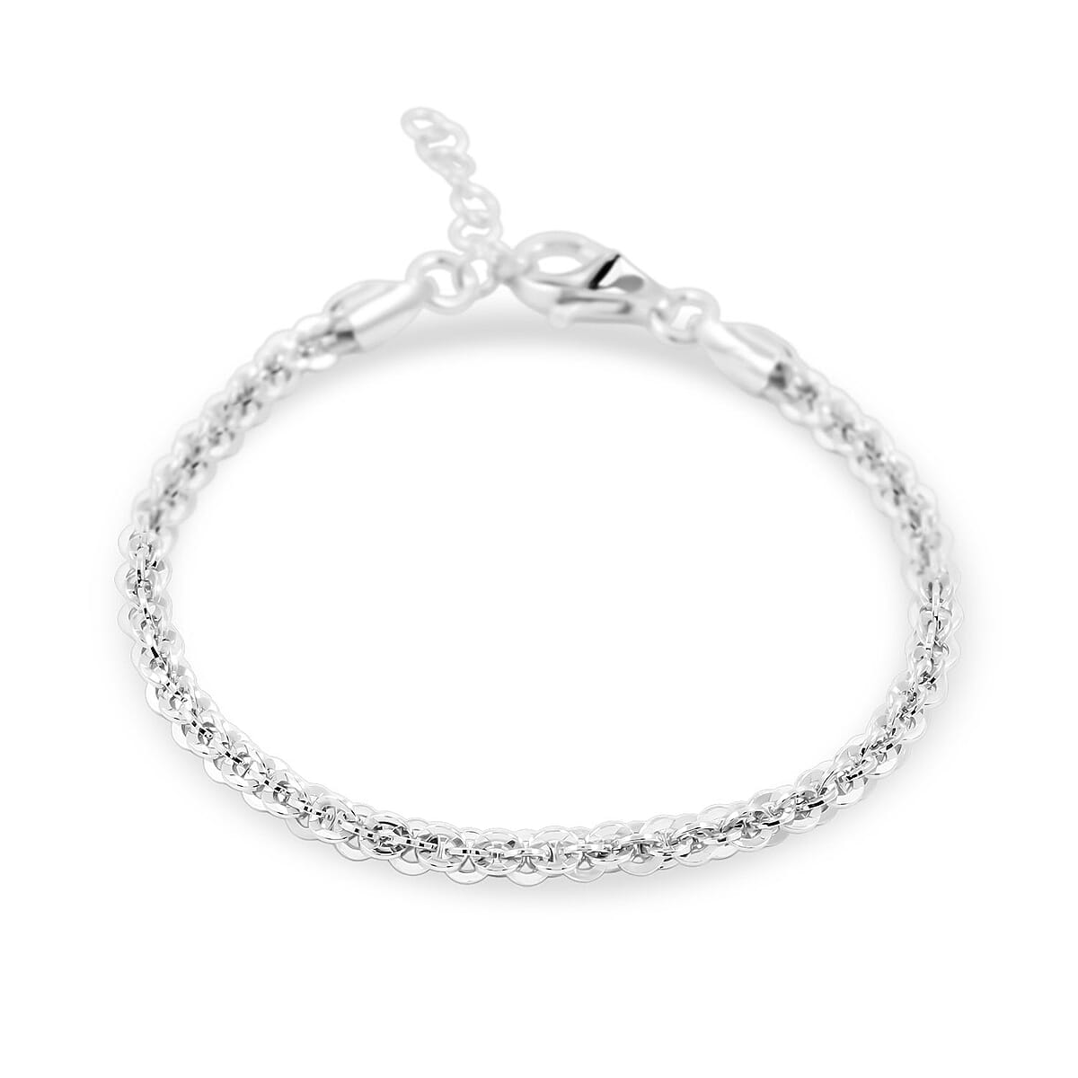 Italian Vortex Chain Bracelet in Rhodium Over Sterling Silver (7.00 In) 6.92 Grams image number 0