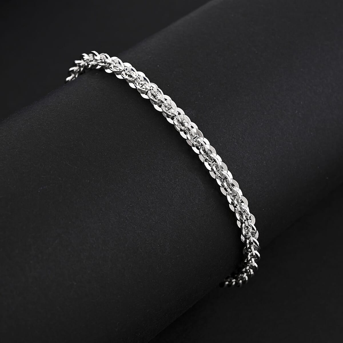 Italian Vortex Chain Bracelet in Rhodium Over Sterling Silver (7.00 In) 6.92 Grams image number 1