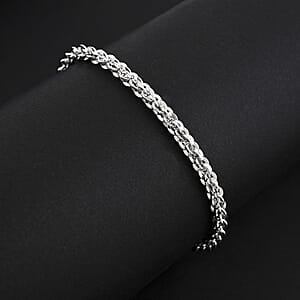 Italian Vortex Chain Bracelet in Rhodium Over Sterling Silver (7.00 In) 6.92 Grams