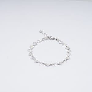 Italian Radiant Hearts Chain Bracelet in Rhodium Over Sterling Silver (7.00 In) 2.82 Grams