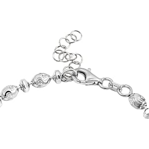 Italian Rhodium Over Sterling Silver Chain Bracelet (7.00 In) (6.12 Grams)