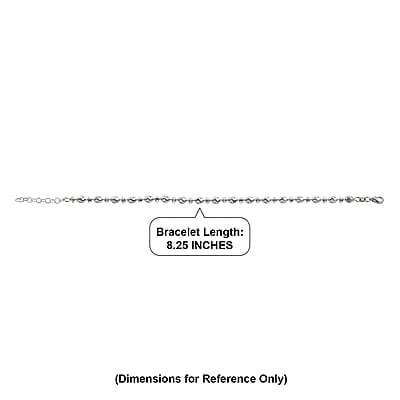 Italian Rhodium Over Sterling Silver Moon-cut Beaded Chain Bracelet (7.00 In) (6.12 Grams)
