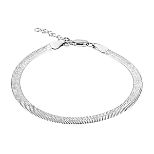 Italian Chain Bracelet in Rhodium Over Sterling Silver (7.00 In) 4.27 Grams