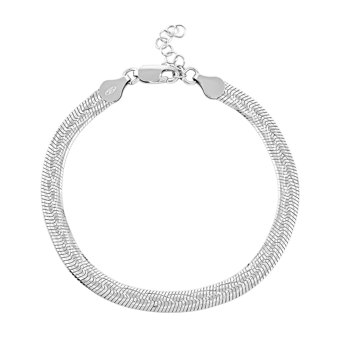 Italian Herringbone Chain Bracelet in Rhodium Over Sterling Silver (7.00 In) 5.31 Grams image number 0
