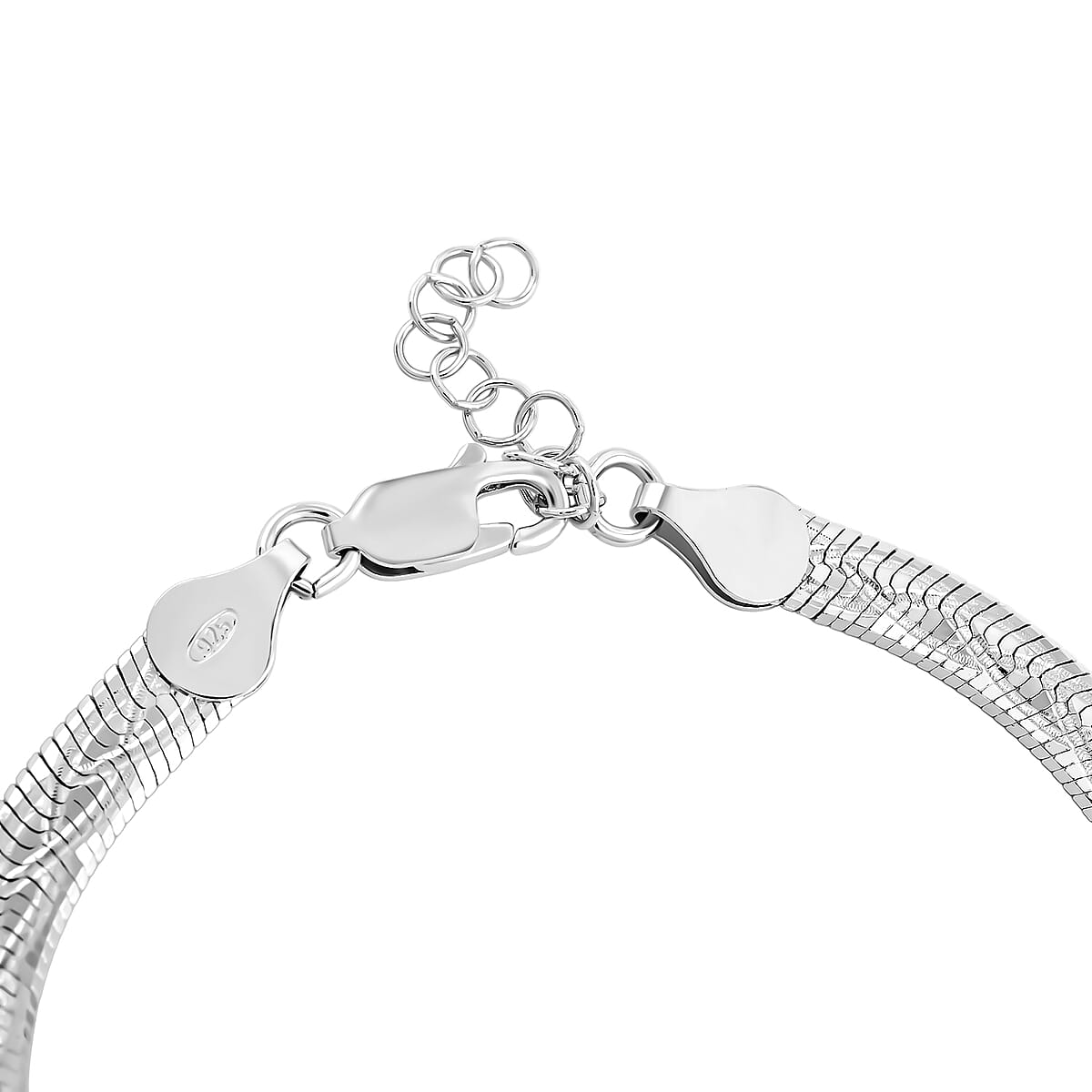 Italian Herringbone Chain Bracelet in Rhodium Over Sterling Silver (7.00 In) 5.31 Grams image number 2