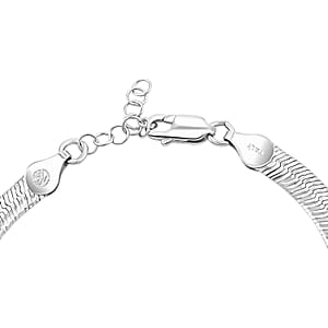 Italian Herringbone Chain Bracelet in Rhodium Over Sterling Silver (7.00 In) 5.42 Grams