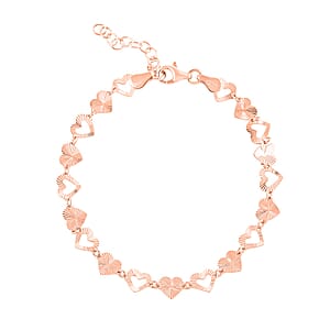 Italian Radiant Hearts Chain Bracelet in 14K Rose Gold Over Sterling Silver (7.00 In) 2.83 Grams