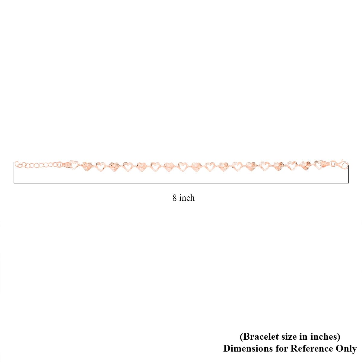 Italian Radiant Hearts Chain Bracelet in 14K Rose Gold Over Sterling Silver (7.00 In) 2.83 Grams image number 5