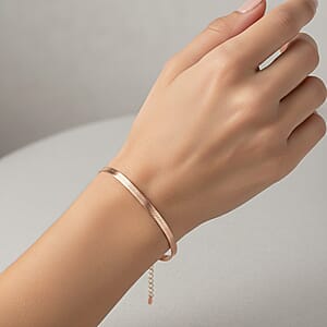 Italian Herringbone Chain Bracelet in 14K Rose Gold Over Sterling Silver (7.00 In) 4.24 Grams