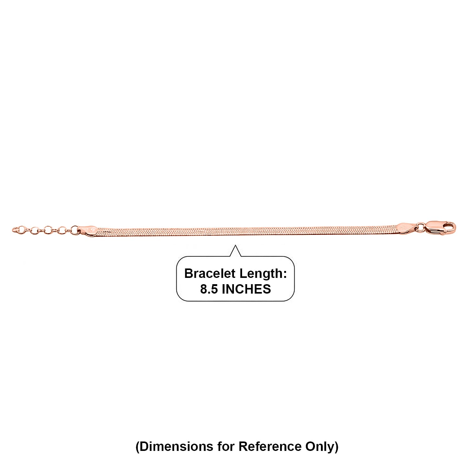 Italian Herringbone Chain Bracelet in 14K Rose Gold Over Sterling Silver (7.00 In) 4.24 Grams