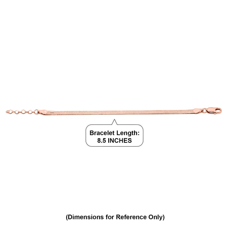 Italian Herringbone Chain Bracelet in 14K Rose Gold Over Sterling Silver (7.00 In) 4.24 Grams