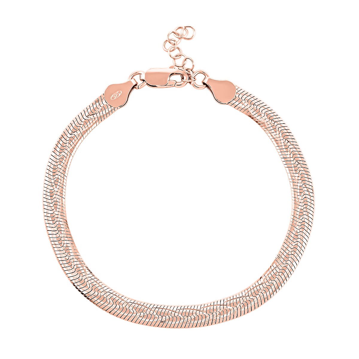 Italian Herringbone Chain Bracelet in 14K Rose Gold Over Sterling Silver (7.00 In) 5.48 Grams image number 0