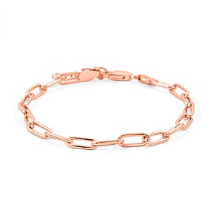 Doorbuster Italian Paper Clip Chain Bracelet in 14K Rose Gold Over Sterling Silver (7.00 In) 5.50 Grams