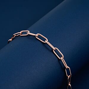  Italian 14K RG Over Sterling Silver Paper Clip Chain Bracelet (7.00 Inches) (5.50 Grams)