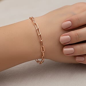 Italian 14K RG Over Sterling Silver Paper Clip Chain Bracelet (7.00 Inches) (5.50 Grams)