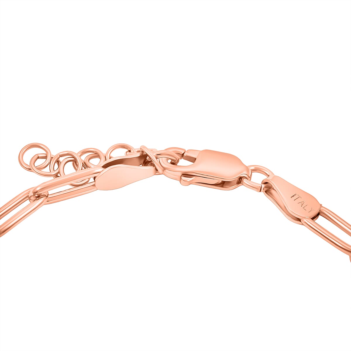 Doorbuster Italian Paper Clip Chain Bracelet in 14K Rose Gold Over Sterling Silver (7.00 In) 5.50 Grams image number 4