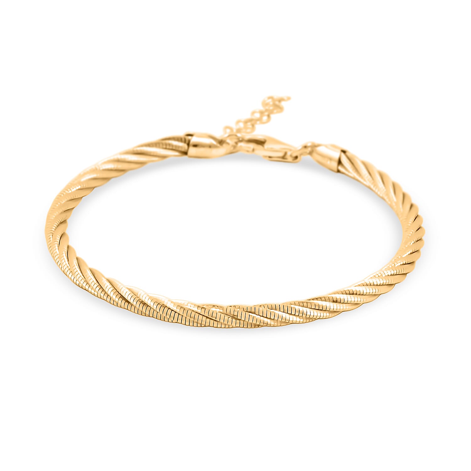  Italian Twisted Omega Chain Bracelet in 14K Yellow Gold Over Sterling Silver (7.25 In) 9 Grams