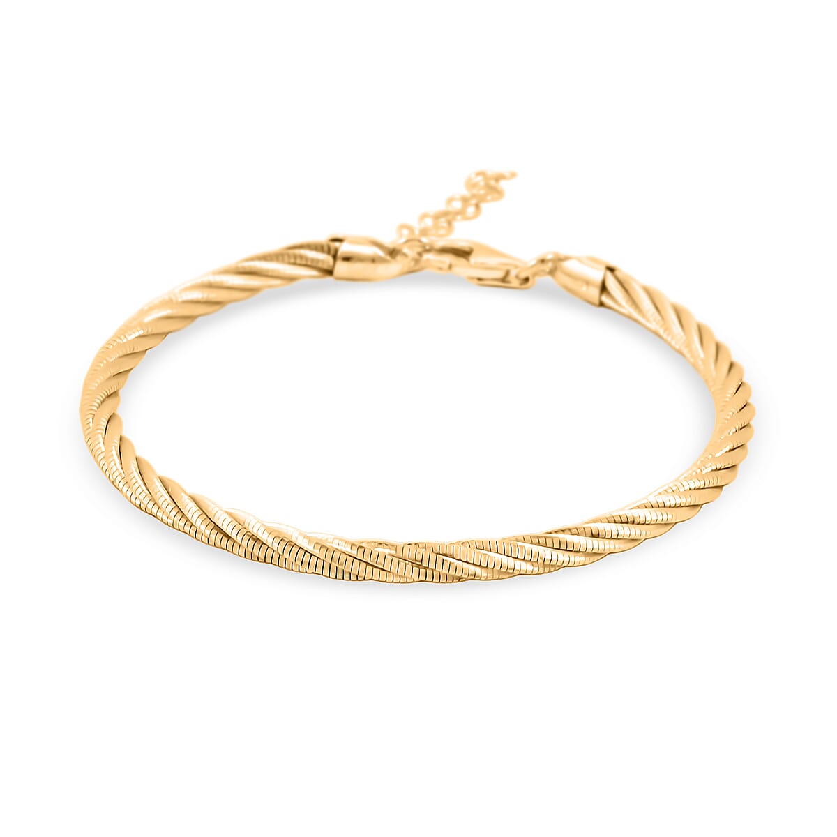 Doorbuster Italian Twisted Omega Chain Bracelet in 14K Yellow Gold Over Sterling Silver (7.25 In) 9 Grams image number 0