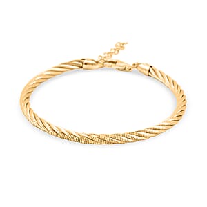 Doorbuster Italian Twisted Omega Chain Bracelet in 14K Yellow Gold Over Sterling Silver (7.25 In) 9 Grams