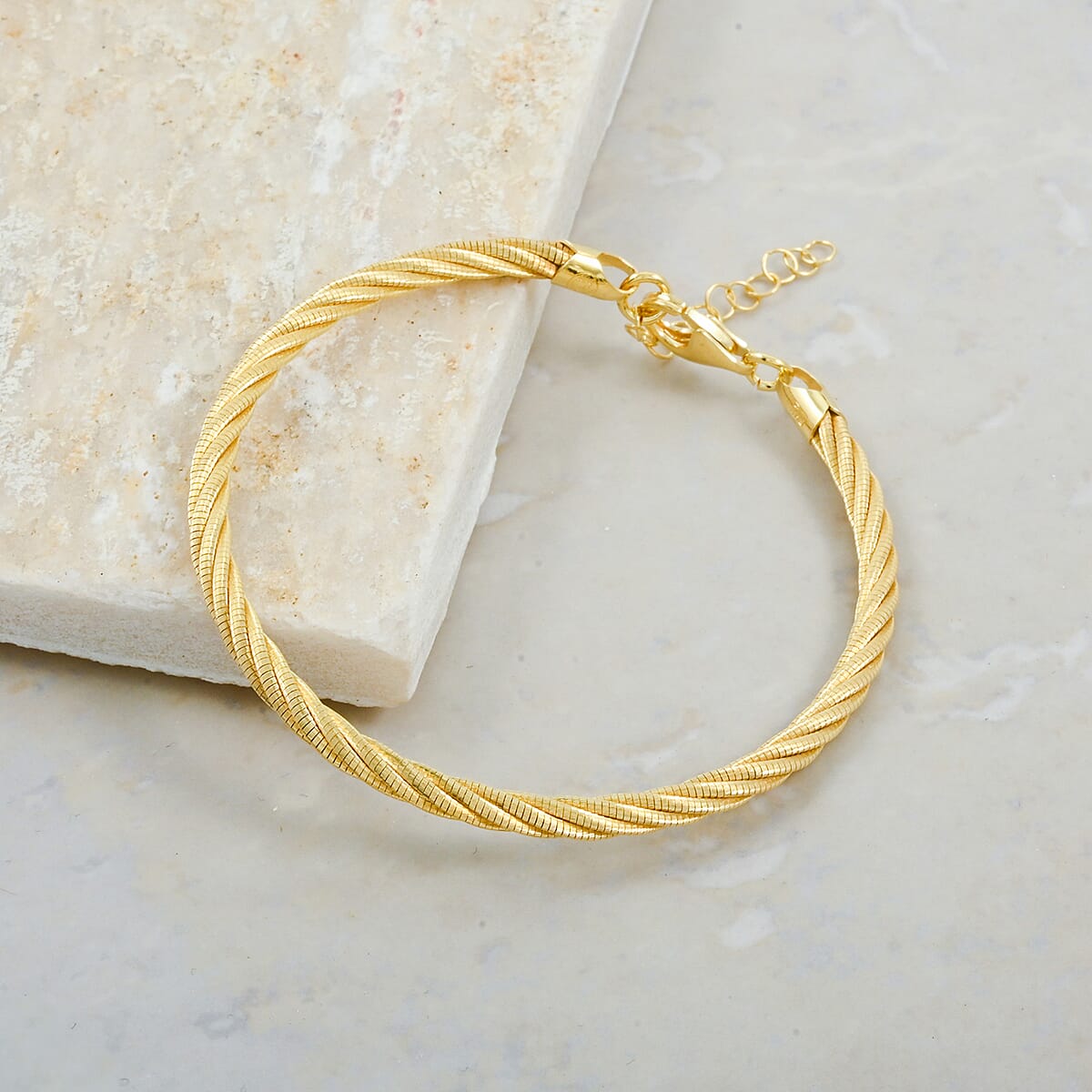 Doorbuster Italian Twisted Omega Chain Bracelet in 14K Yellow Gold Over Sterling Silver (7.25 In) 9 Grams image number 1