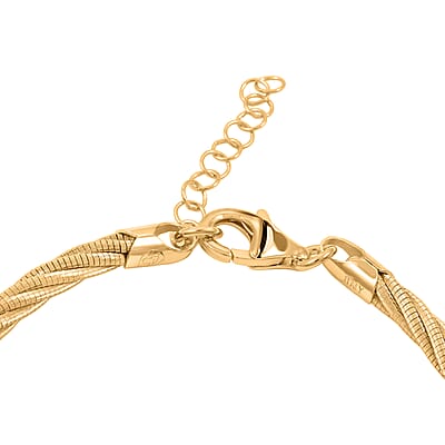  Italian Twisted Omega Chain Bracelet in 14K Yellow Gold Over Sterling Silver (7.25 In) 9 Grams