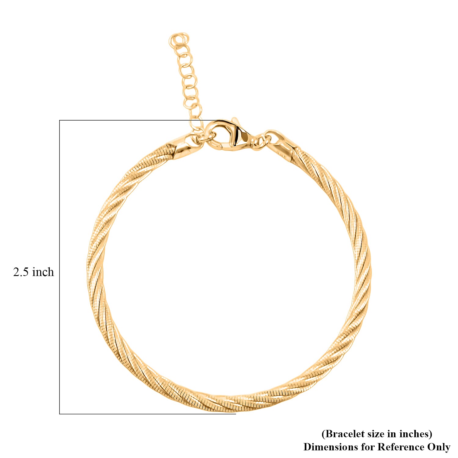  Italian Twisted Omega Chain Bracelet in 14K Yellow Gold Over Sterling Silver (7.25 In) 9 Grams
