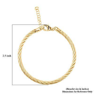  Italian Twisted Omega Chain Bracelet in 14K Yellow Gold Over Sterling Silver (7.25 In) 9 Grams