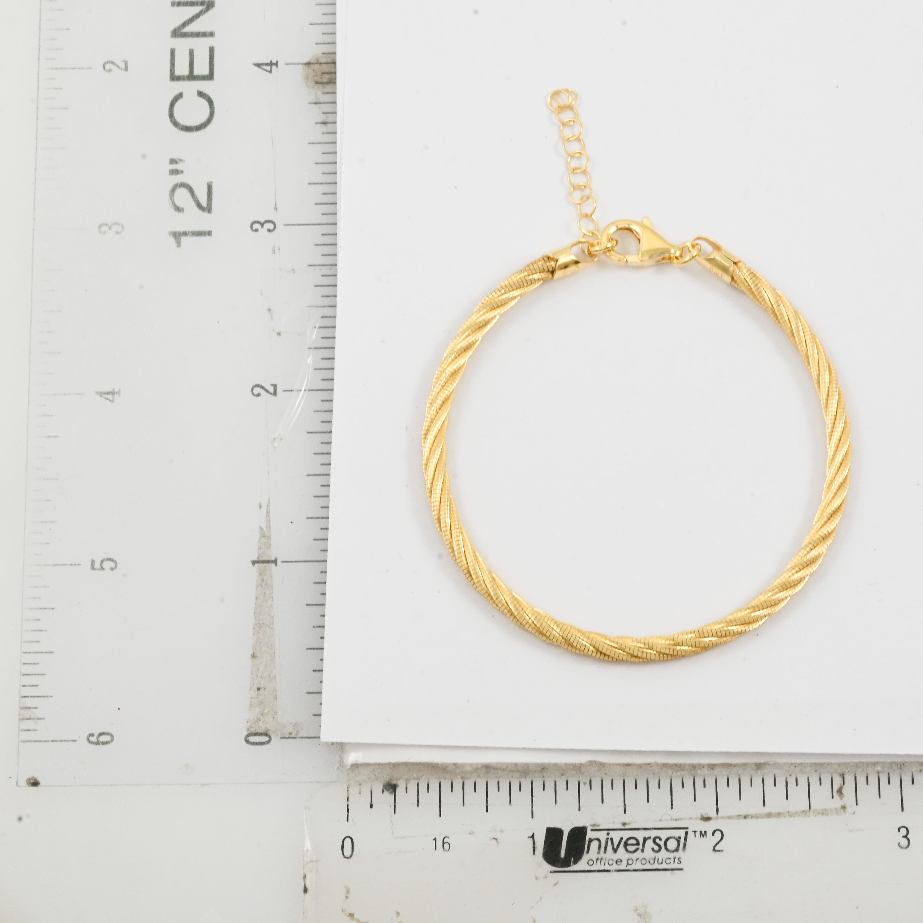  Italian Twisted Omega Chain Bracelet in 14K Yellow Gold Over Sterling Silver (7.25 In) 9 Grams