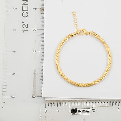  Italian Twisted Omega Chain Bracelet in 14K Yellow Gold Over Sterling Silver (7.25 In) 9 Grams