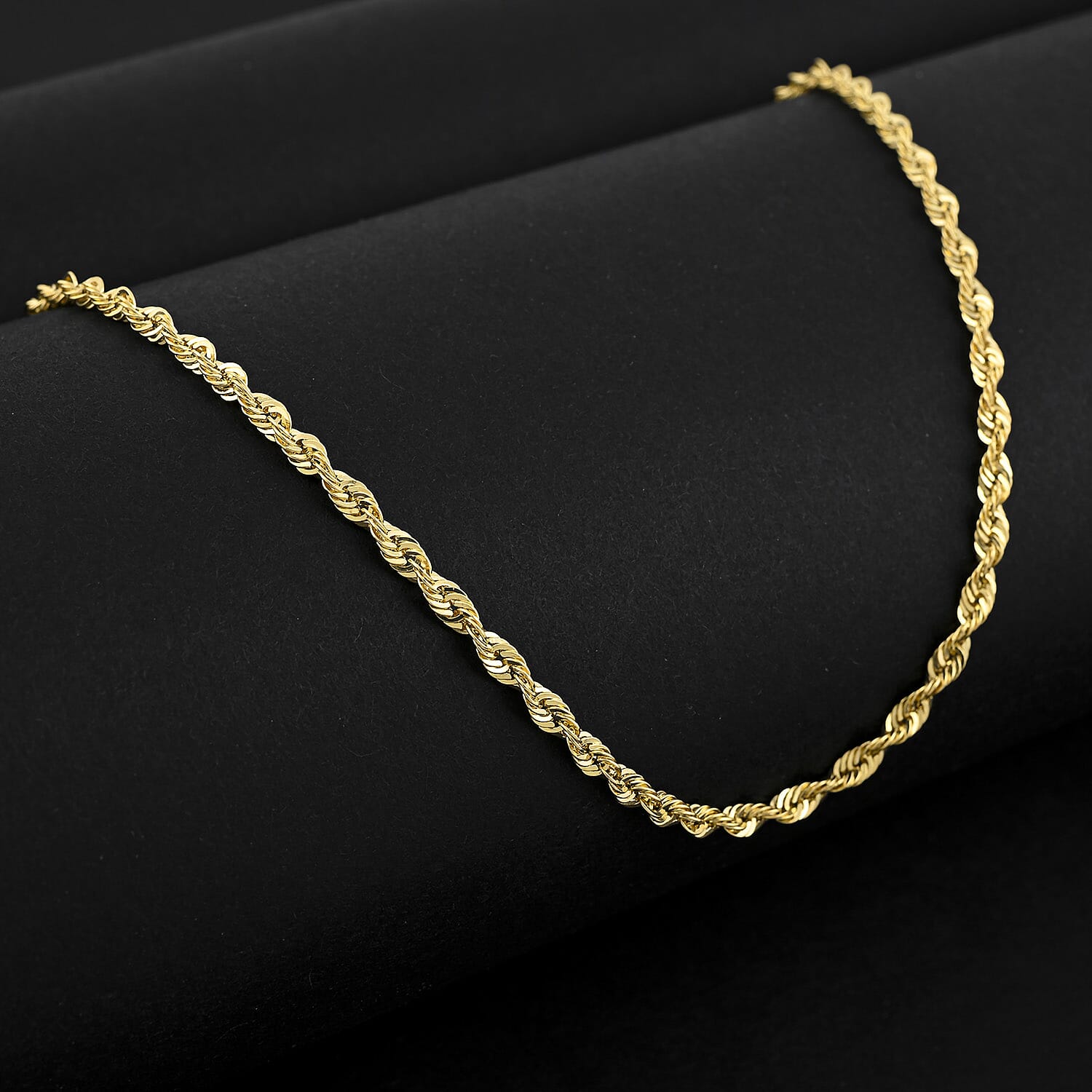 2.3mm Laser Rope Chain Necklace in 14K Yellow Gold 2.6 Grams 18 Inches