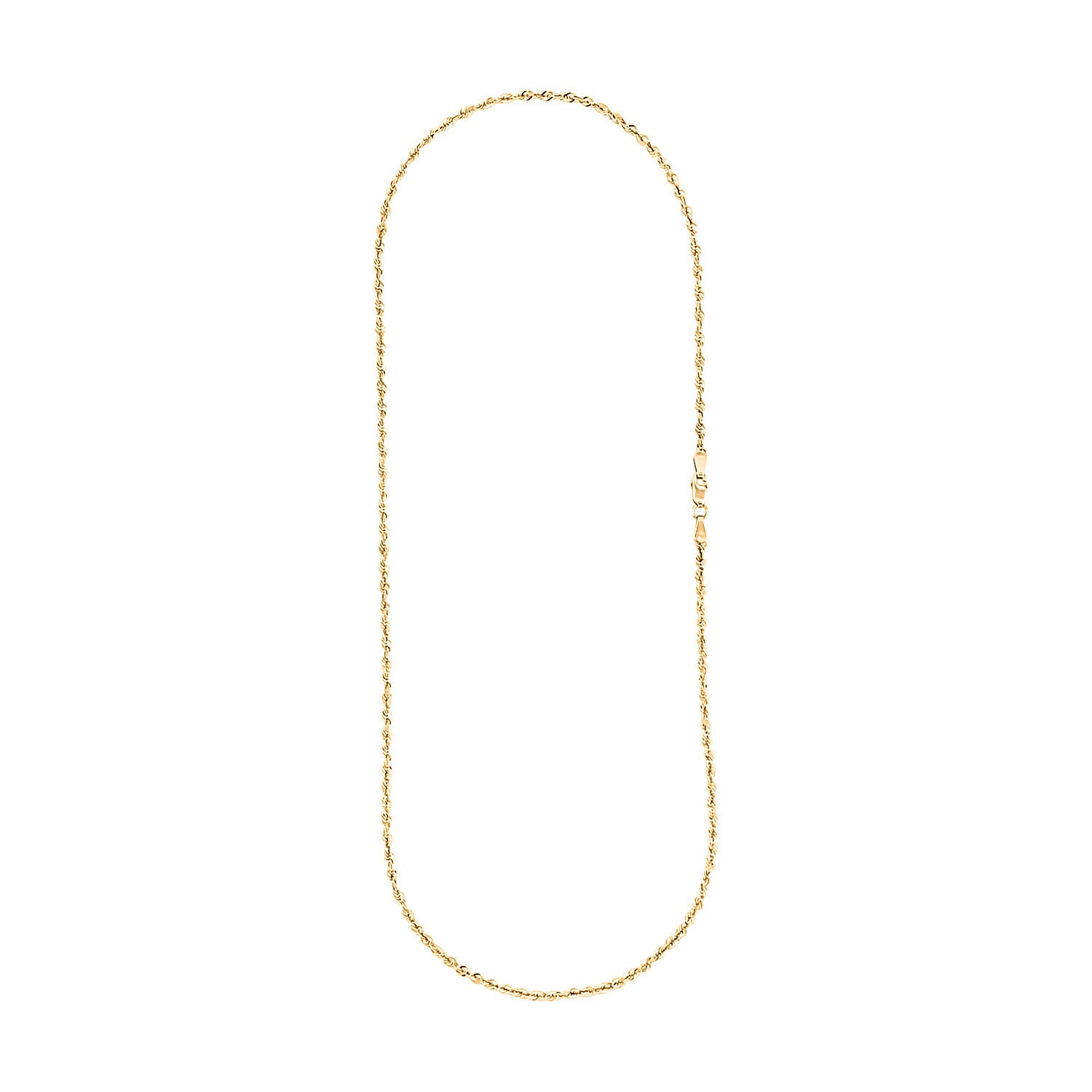 2.3mm Laser Rope Chain Necklace in 14K Yellow Gold 2.6 Grams 18 Inches