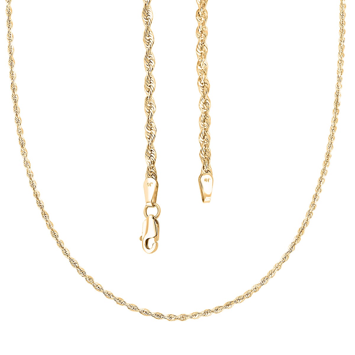 2.3mm Laser Rope Chain Necklace in 14K Yellow Gold 2.9 Grams 20 Inches image number 3