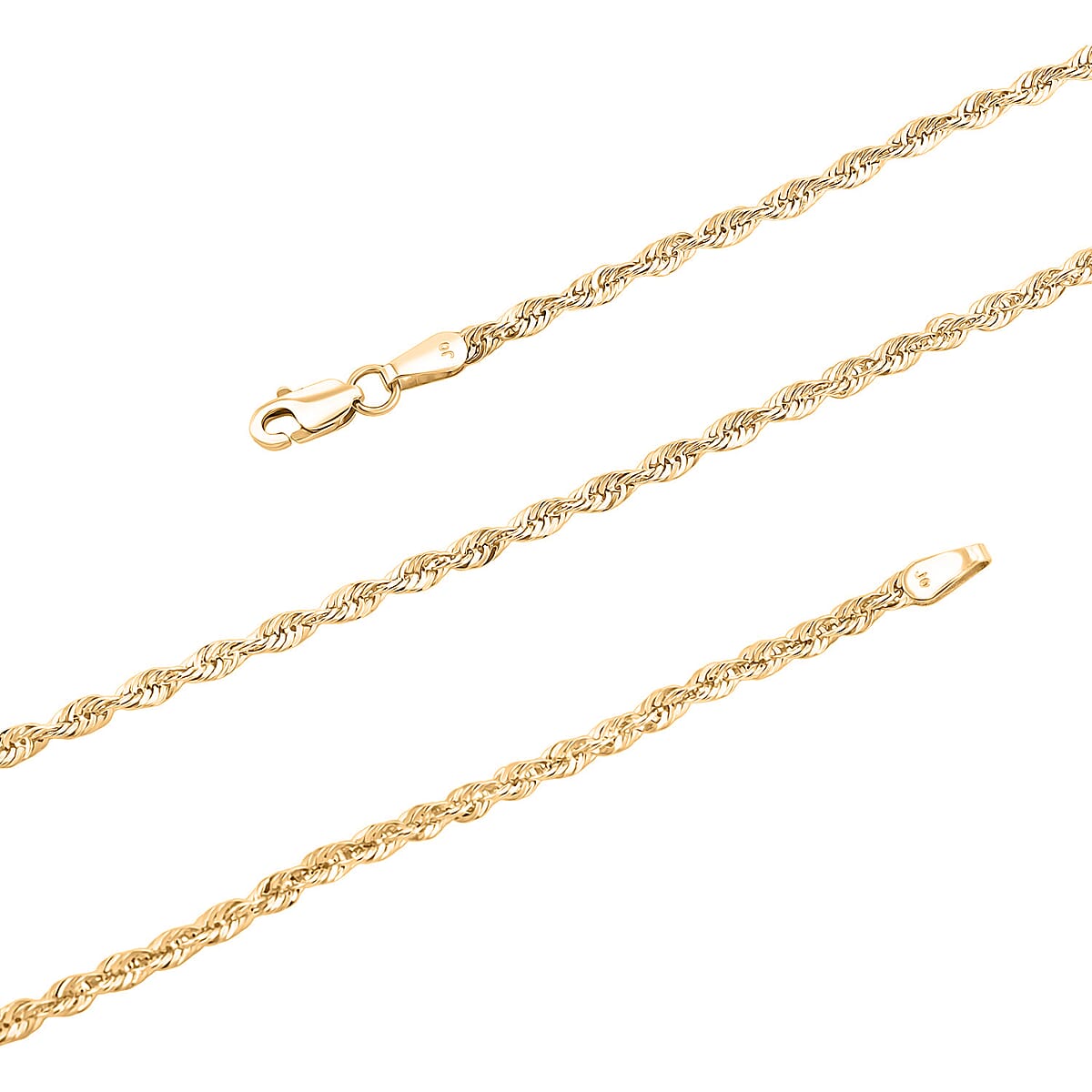 2.3mm Laser Rope Chain Necklace in 14K Yellow Gold 2.9 Grams 20 Inches image number 4