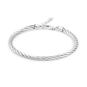 Doorbuster Italian Twisted Omega Chain Bracelet in Rhodium Over Sterling Silver (7.25 In) 9 Grams