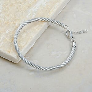Doorbuster Italian Twisted Omega Chain Bracelet in Rhodium Over Sterling Silver (7.25 In) 9 Grams