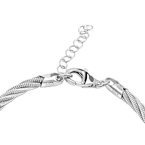 Doorbuster Italian Twisted Omega Chain Bracelet in Rhodium Over Sterling Silver (7.25 In) 9 Grams