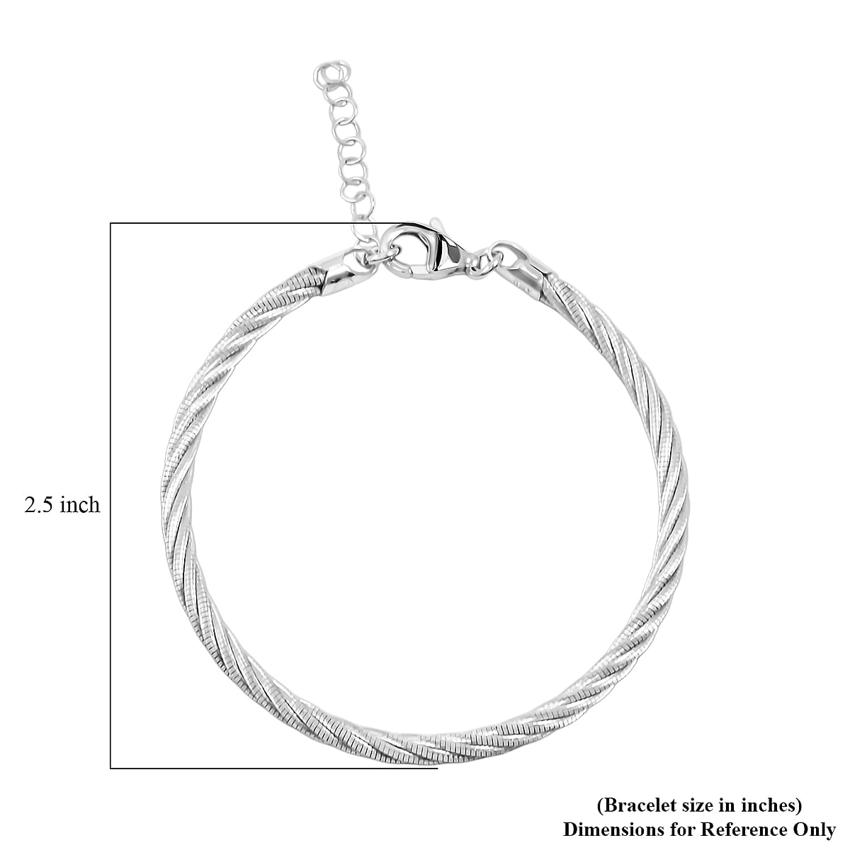 Doorbuster Italian Twisted Omega Chain Bracelet in Rhodium Over Sterling Silver (7.25 In) 9 Grams image number 4