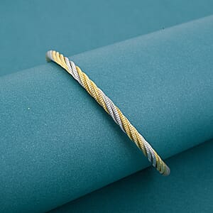 Doorbuster Italian Twisted Omega Chain Bracelet in 14K YG and Rhodium Over Sterling Silver (7.25 In) 8.4 Grams