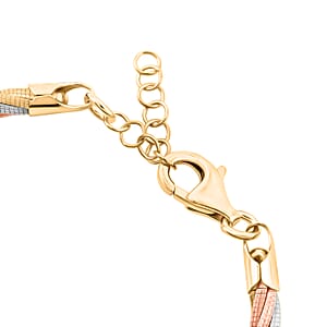  Italian Twisted Omega Chain Bracelet in 14K YRG and Rhodium Over Sterling Silver (7.25 In) 8.63 Grams