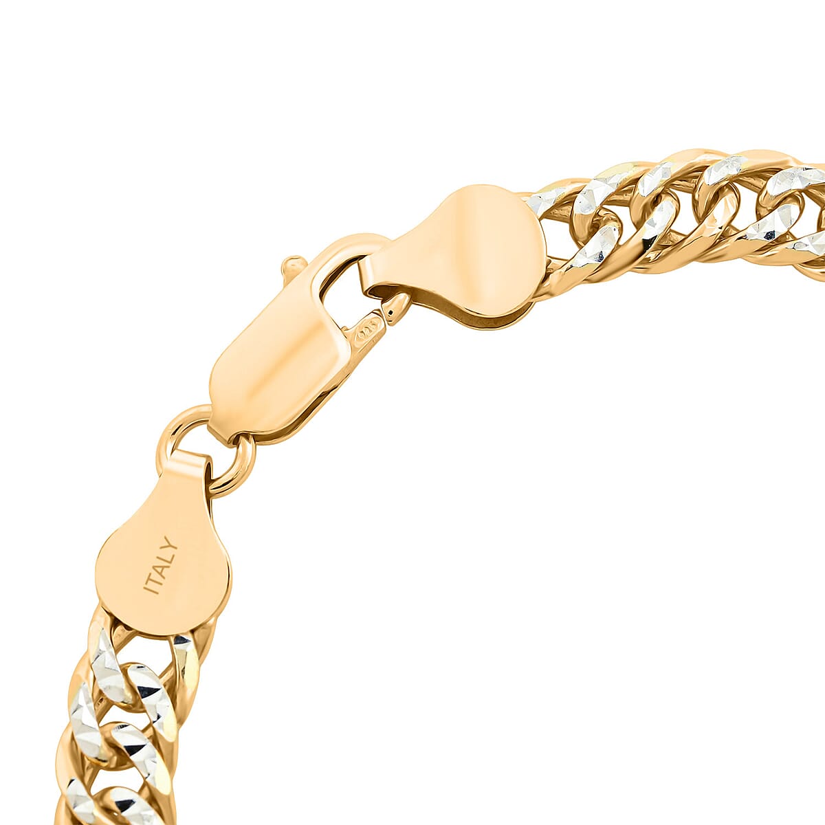 Italian Curb Chain Bracelet in 14K YG Over and Sterling Silver (7.50 In) 11.60 Grams image number 3