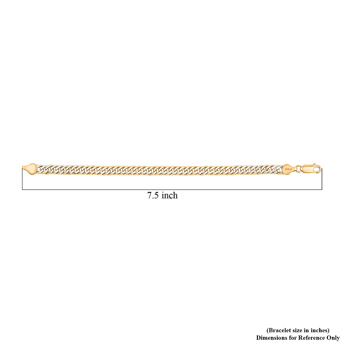 Italian Curb Chain Bracelet in 14K YG Over and Sterling Silver (7.50 In) 11.60 Grams image number 4