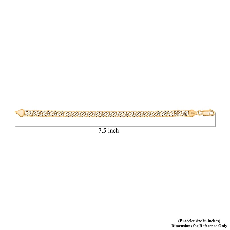 Italian Curb Chain Bracelet in 14K YG Over and Sterling Silver (7.50 In) 11.60 Grams