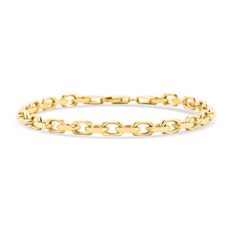 Italian Cable Link Chain Bracelet in 14K Yellow Gold Over Sterling Silver (7.50 In) 10.56 Grams